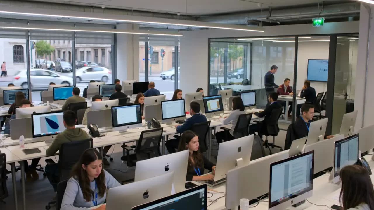 Personas colaborando en un entorno de trabajo contemporáneo